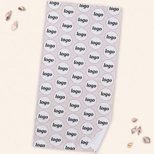 Logo Pattern Business Promotional Blush Pink Beach Towel