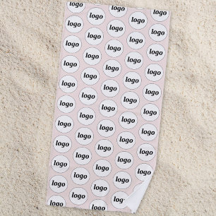 Logo Pattern Business Promotional Blush Pink Beach Towel