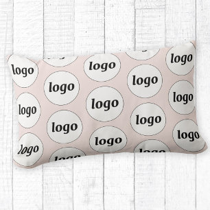 Logo Pattern Business Promotional Blush Pink Lumbar Pillow