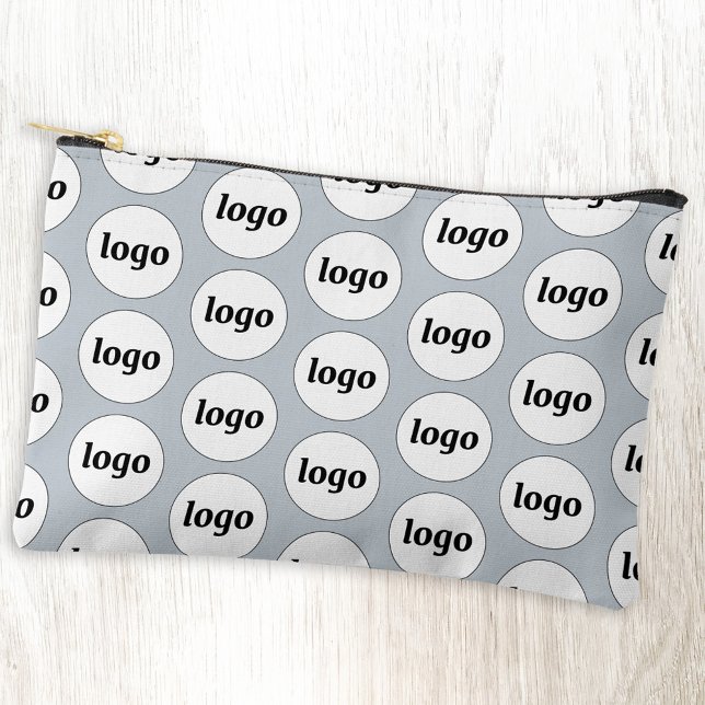 Logo Pattern Business Promotional Branding Blue Accessory Pouch (Logo pattern business promotional cosmetic stationery or accessory zip pouch)
