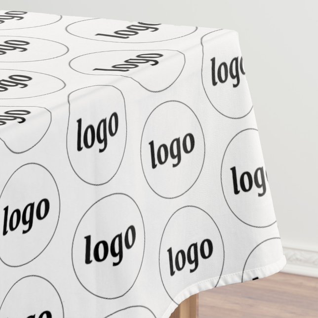 Logo Pattern Business Promotional Branding White Tablecloth (Simple logo pattern business promotional white tablecloth for trade shows, catering and events)