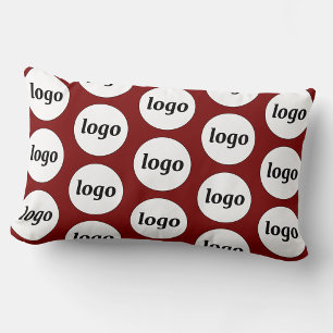 Logo Pattern Business Promotional Burgundy Red Lumbar Pillow