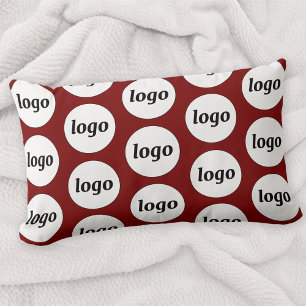 Logo Pattern Business Promotional Burgundy Red Lumbar Pillow