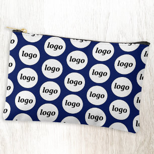Logo Pattern Business Promotional Navy Blue Accessory Pouch