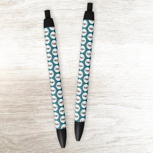 Logo Pattern Business Promotional Teal Green Black Ink Pen