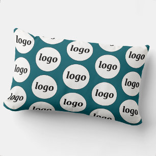 Logo Pattern Business Promotional Teal Green Lumbar Pillow