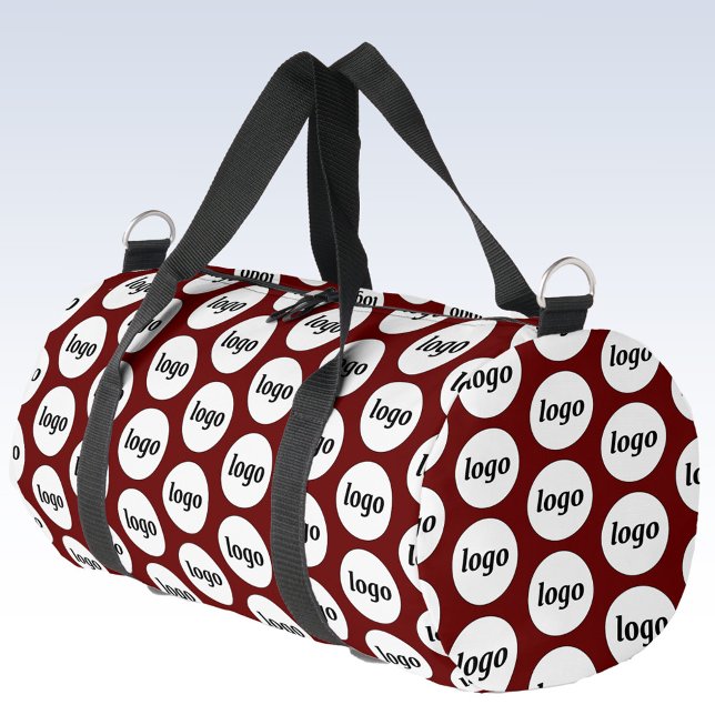 Logo Pattern Promotional Business Burgundy Red Duffle Bag (Simple logo pattern business branding promotional burgundy red duffel bag)