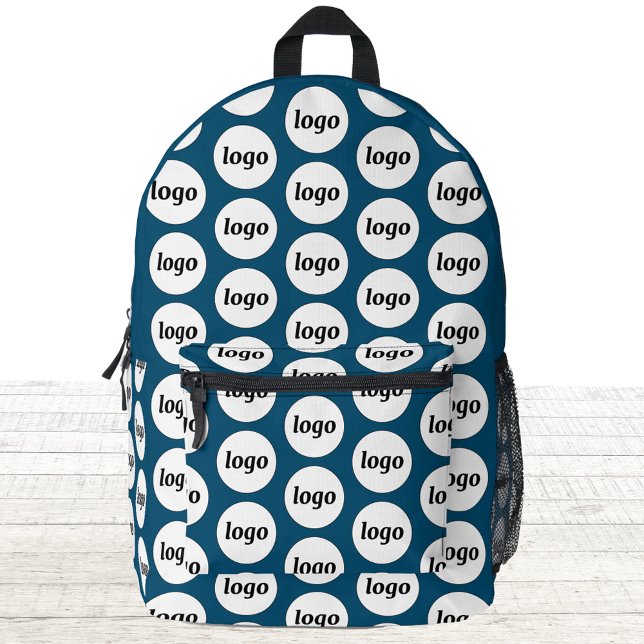 Logo Pattern Promotional Business Teal Green Printed Backpack (Simple logo pattern business branding promotional teal green backpack
)
