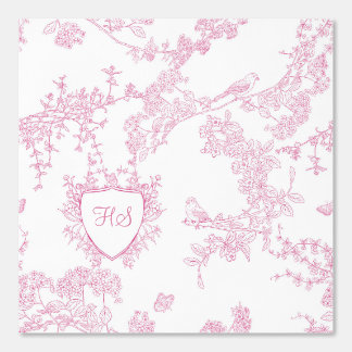 Logo Personalize Custom Monogram Chinoiserie Toile Wallpaper