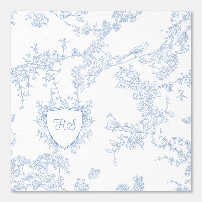 Logo Personalize Custom Monogram Chinoiserie Toile Wallpaper (Front)