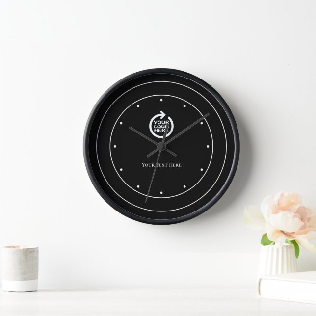 Logo Personalized Black White  Clock (Home)