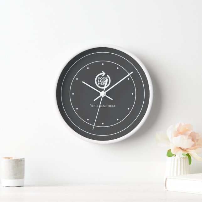 Logo Personalized Grey White  Clock (Home)