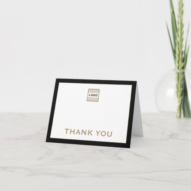 Logo personnalisé Carte de remerciements noir et b (Devant)