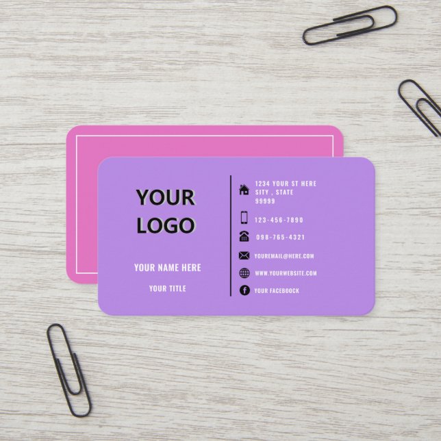 Logo personnalisé Deux couleurs Carte de visite Ch (Devant/Arrière en situation)