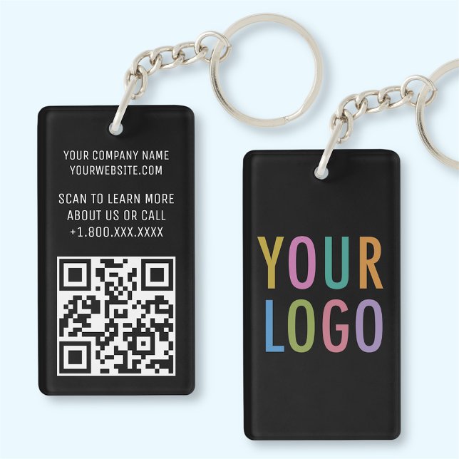 Logo personnalisé en acrylique noir Porte - clé de (MISOOK 1.5 x 2.75 inch Rectangle Black Acrylic QR Code Keychain with Logo)