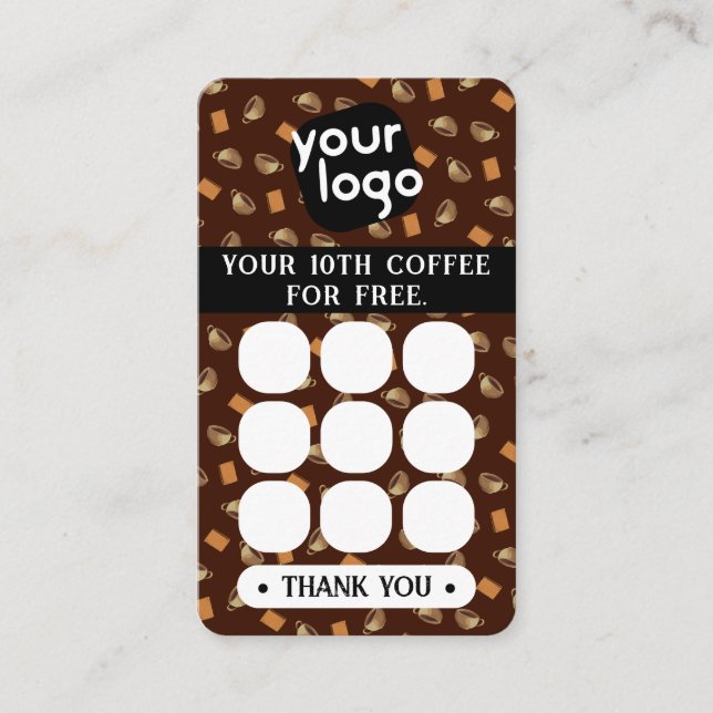 Logo personnalisé et carte de fidélité au café QR  (Devant)