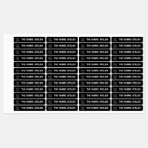 Logo personnalisé et texte en tissu noir Étiquette