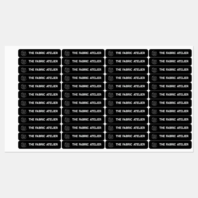 Logo personnalisé et texte en tissu noir Étiquette (Feuille)