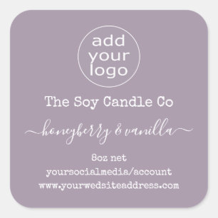 Logo personnalisé étiquette de bougie sur lavande