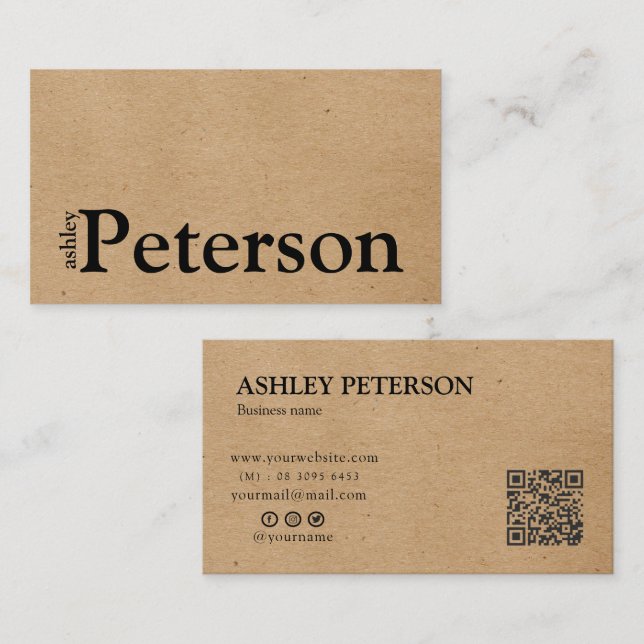 Logo personnalisé Kraft papier merci carte de visi (Devant / Derrière)