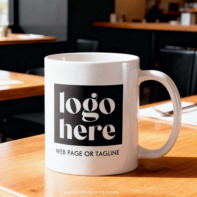 Logo personnalisé minimaliste Mug promotionnel (Classic mug shown in 11 oz. Customize with your logo, name, webpage or tagline. Choose size + style.)