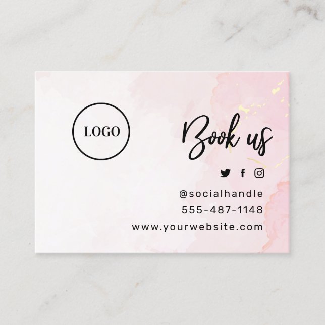 Logo personnalisé Pink Gold Filler carte de soins  (Devant)