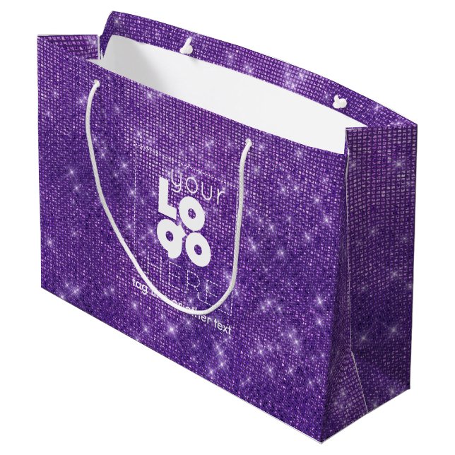 Logo personnalisé Purple Sparkle XL Papier Sac d'a (Dos Angle)