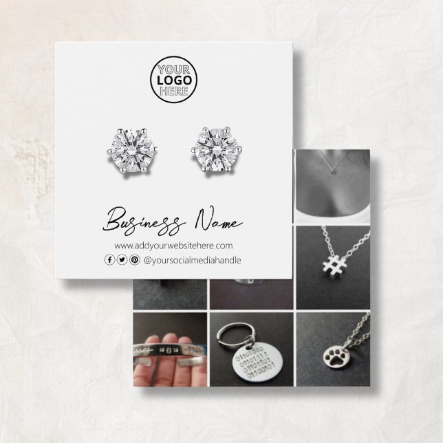 Logo Personnalisé Social Media Étudiant Écran d'or (Custom Logo Social Media Stud Earring Display Card
)