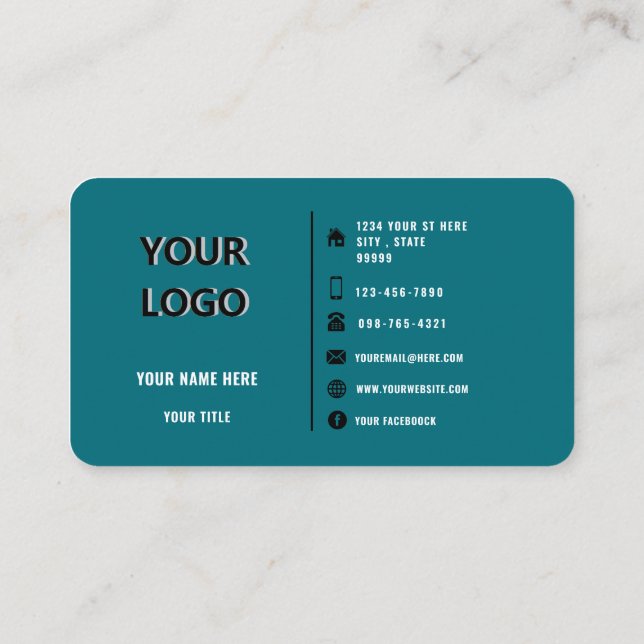 Logo personnalisé Vos couleurs Carte de visite pro (Dos)