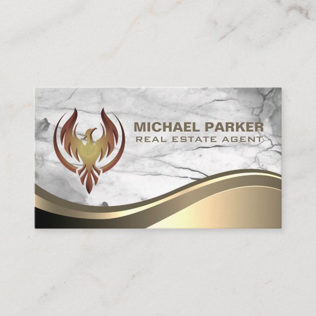 Logo Phoenix | Carte de visite en pierre de marbre (Devant)
