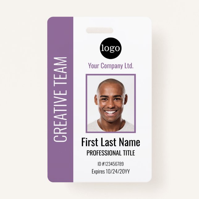Logo, Photo, Badge Code-Barre Personnalisé (Devant)