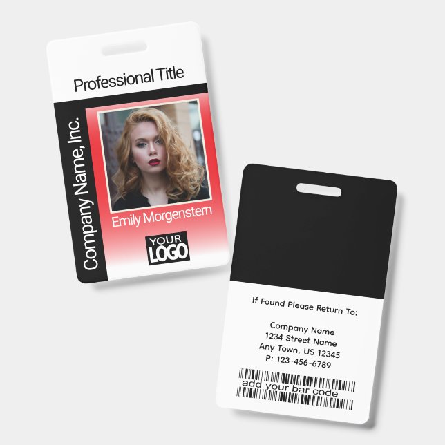 Logo Photo Badge - Red and Black (Front & Back)
