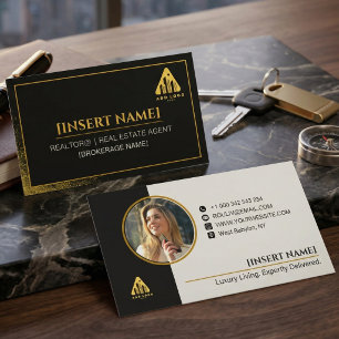 Logo & Photo Modern Minimalist Realtor Broker Agen Business Card