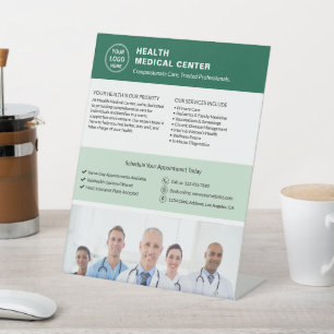 Logo Photo QR Healthcare Clinic Doctor Green Pedestal Sign