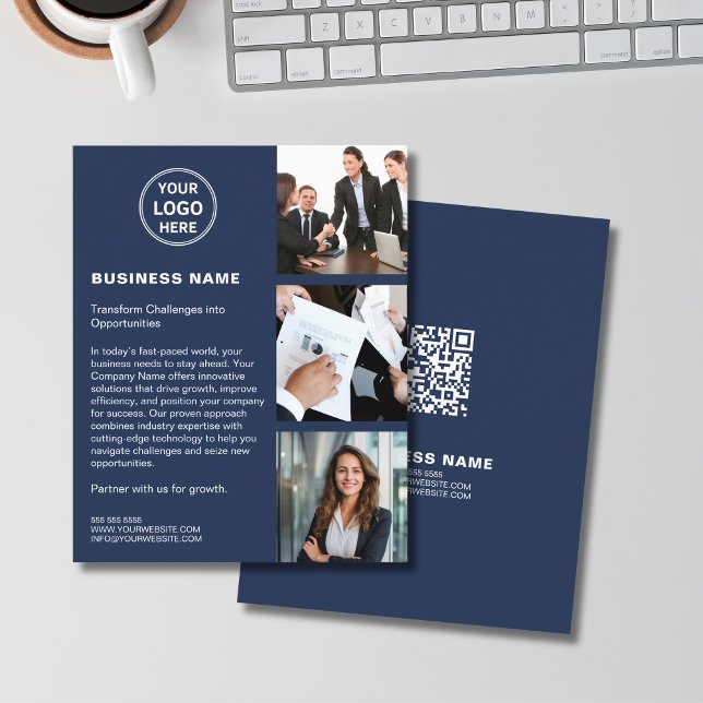 Logo Photo QR Modern Navy Corporate Business Flyer (Logo Photo QR Modern Navy Corporate Business Flyer)