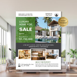 Logo Photo Real Estate House for Sale Template Flyer