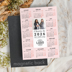 Logo Photo Soft Blush Calendar 2026 Magnetic Card