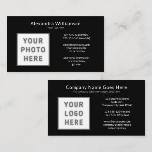 Logo Photo Template Front Back Black White Business Card