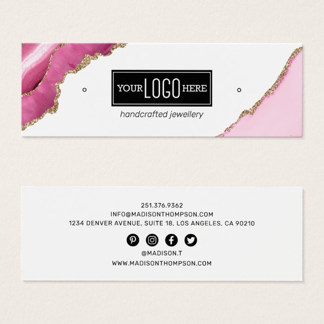 Logo Pink & Gold Agate Écran de bijouterie (Devant & derrière)
