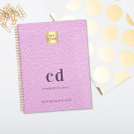 Logo pink leather monogram initials business 2025 planner<br><div class="desc">Pink faux leather photo as background. Personalize and add your logo,  monogram initials,  name and a title year or any year). Your logo both on the front and the back.  Space for your website address on the back.</div>