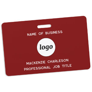 Logo Professional Business Burgundy Red Name Badge