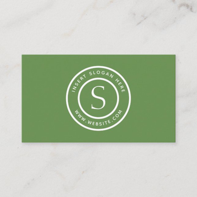 Logo Professional Plain Simple Modern Green Business Card (Front)