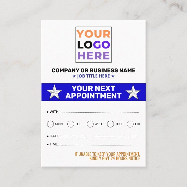 Logo Professionnel, Cartes de Rendez-vous Modernes (Devant)