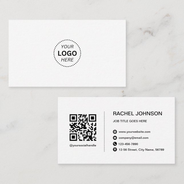 Logo professionnel QR Code Carte de visite moderne (Devant / Derrière)