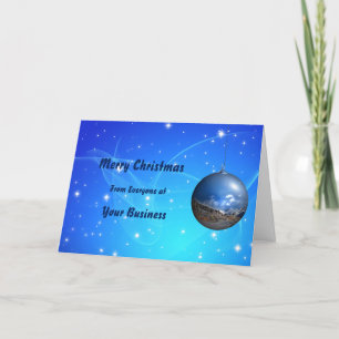 Logo Promo Business Blue Merry Christmas Holiday Card