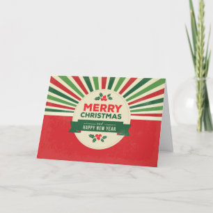 Logo Promo Business Red Green Sunburst Christmas Holiday Card