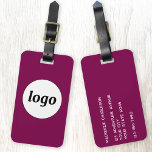 Logo Promotional Magenta Pink Business Branding Luggage Tag<br><div class="desc">Simple logo design for your business.  Replace the logo and details with your own and change the background colour in the design tool to customize.  Ideal for as a promotional item to give to clients,  customers and employees,  and for business travel and trade shows.</div>