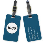 Logo Promotional Teal Green Business Branding Luggage Tag<br><div class="desc">Simple logo design for your business.  Replace the logo and details with your own and change the background colour in the design tool to customize.  Ideal for as a promotional item to give to clients,  customers and employees,  and for business travel and trade shows.</div>