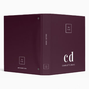 Logo purple monogram burgundy business office binder