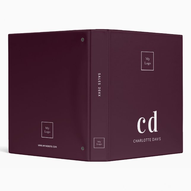 Logo purple monogram burgundy business office binder (Background)
